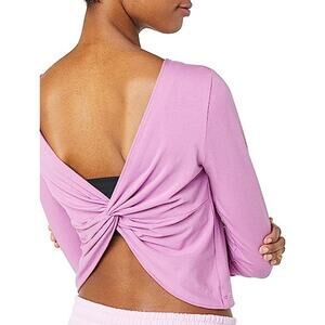 New Core 10 Women's Cotton Cropped Long Sleeve Yoga Shirt Purple Mauve Large